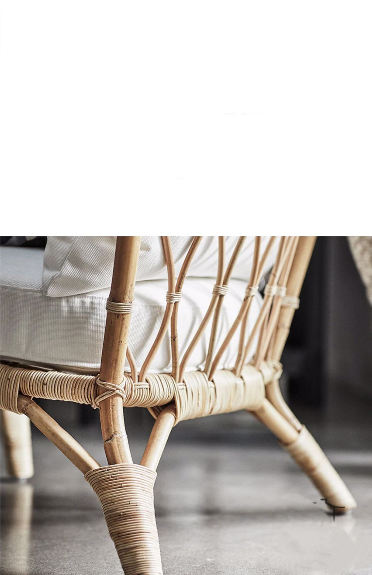 Streamline Wide Tufted Rattan Chair - 4 Seasons Home Gadgets