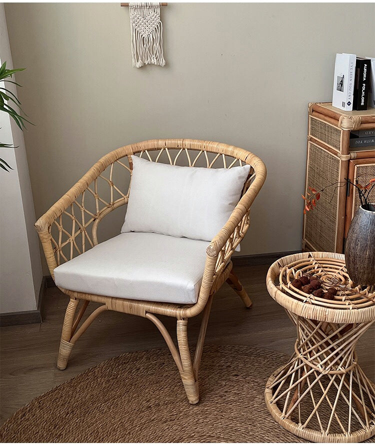 Streamline Wide Tufted Rattan Chair - 4 Seasons Home Gadgets