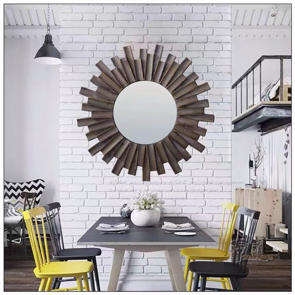 Sunburst Modern and Contemporary Wood Mirror - 4 Seasons Home Gadgets