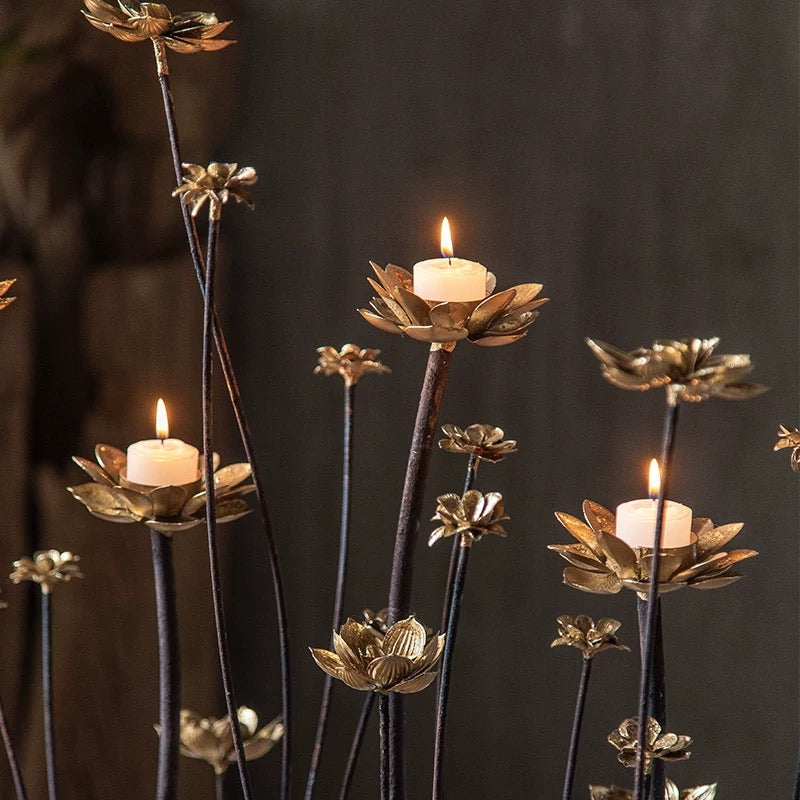 Sunset Lily Metal Candle Holder Tabletop - 4 Seasons Home Gadgets