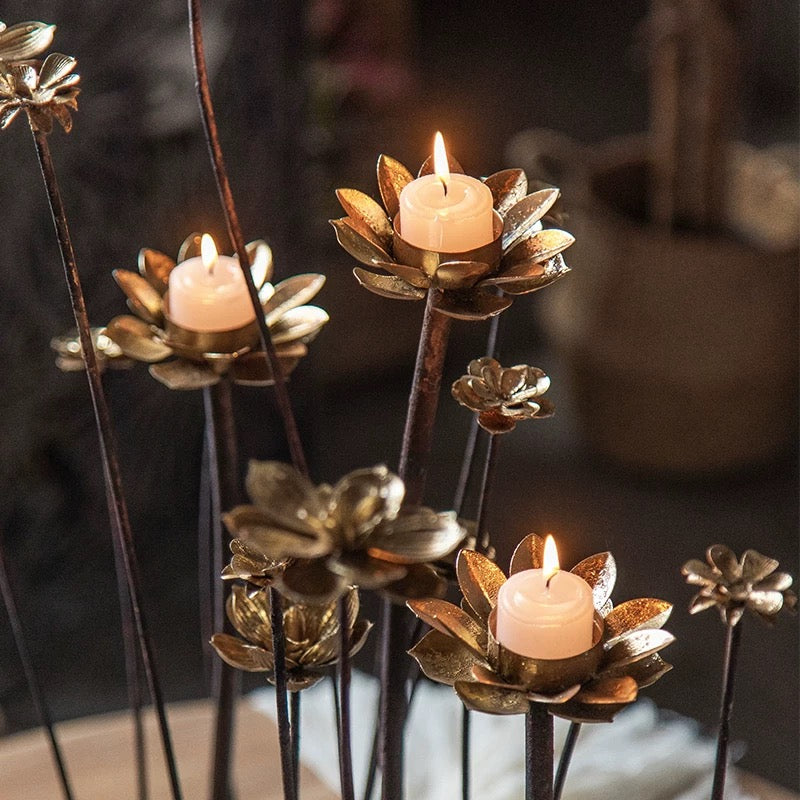 Sunset Lily Metal Candle Holder Tabletop - 4 Seasons Home Gadgets