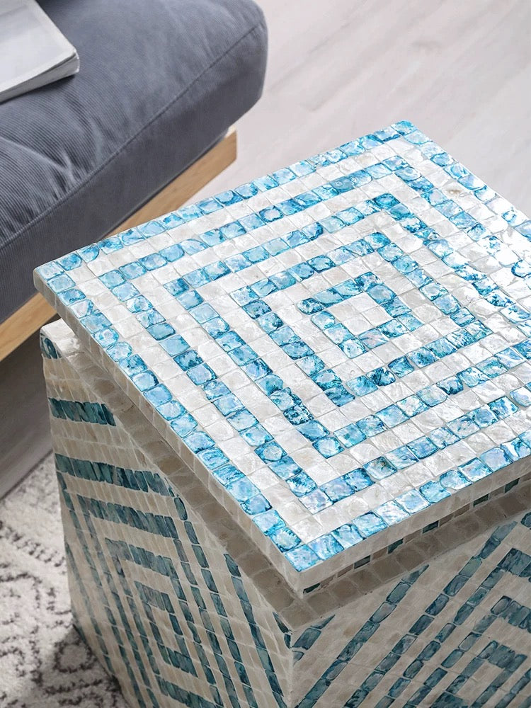 Turquoise Pedestal End Table - 4 Seasons Home Gadgets