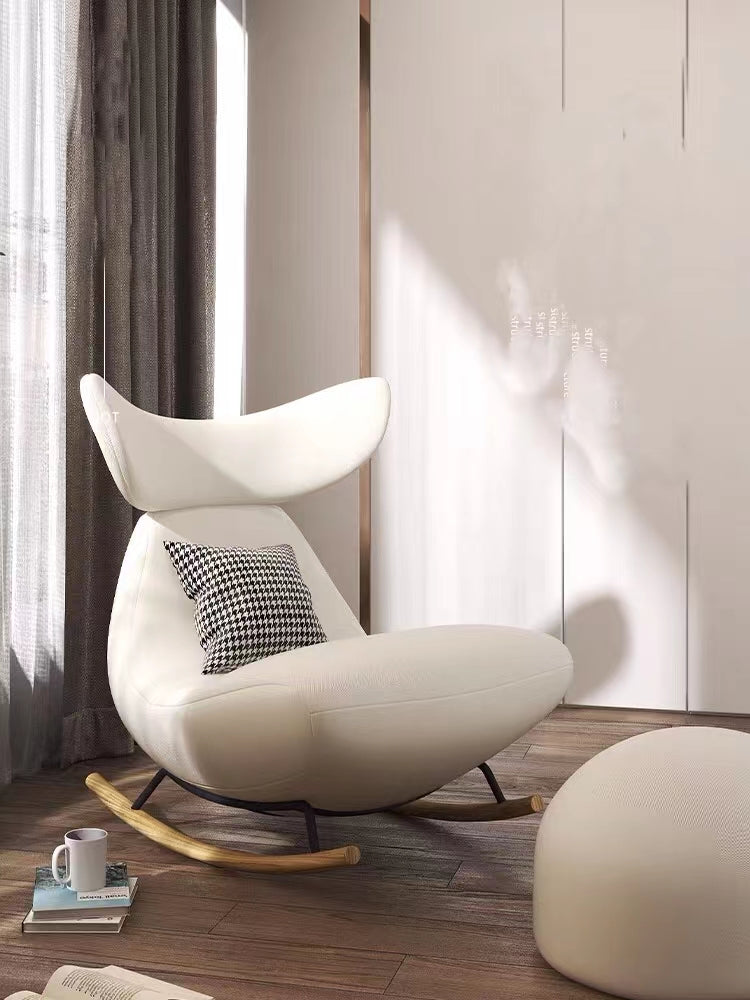 Teddy Fabric Rocking Lazy Armchair With Ottoman - 4 Seasons Home Gadgets