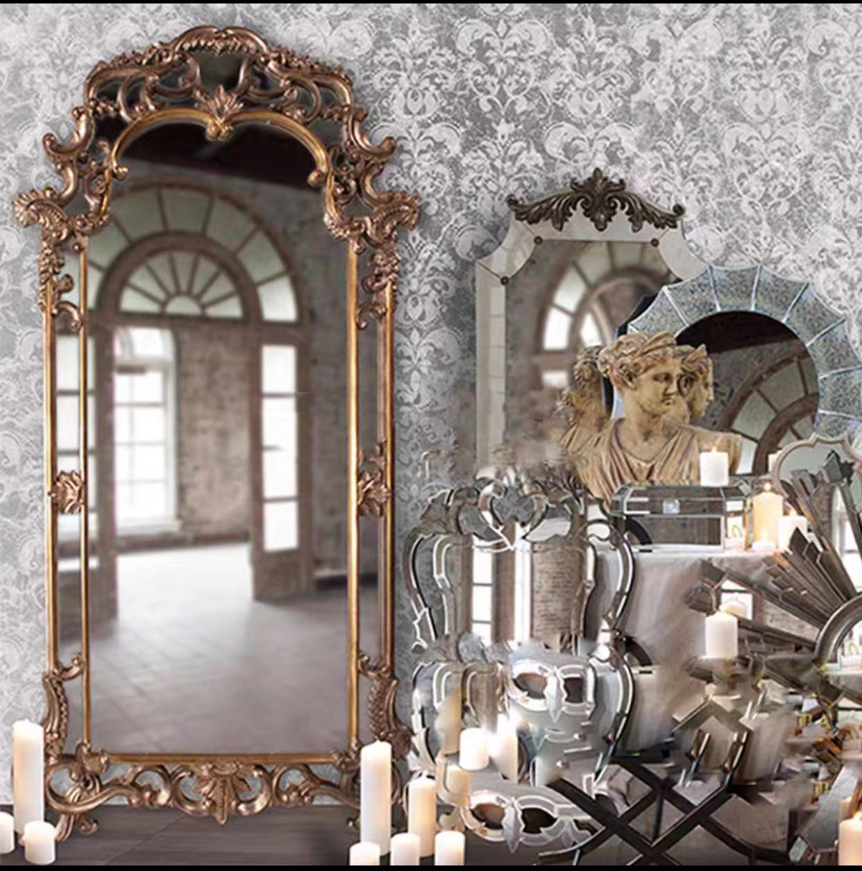 Traditional Gold Floral Leaf Full Length Mirror - 4 Seasons Home Gadgets