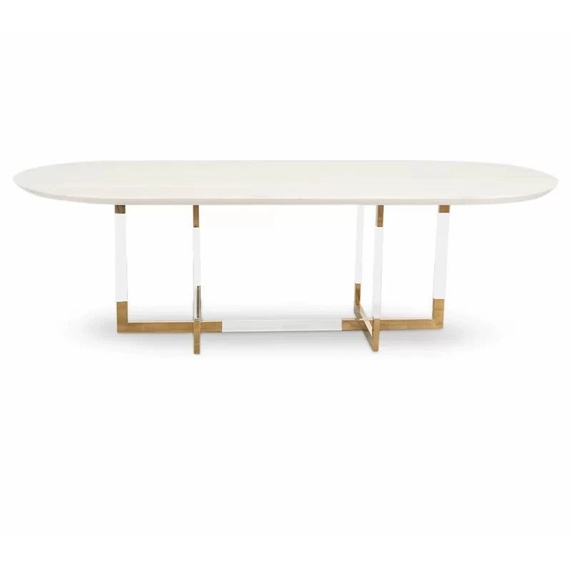 Trestle Marble Dining Table - 4 Seasons Home Gadgets