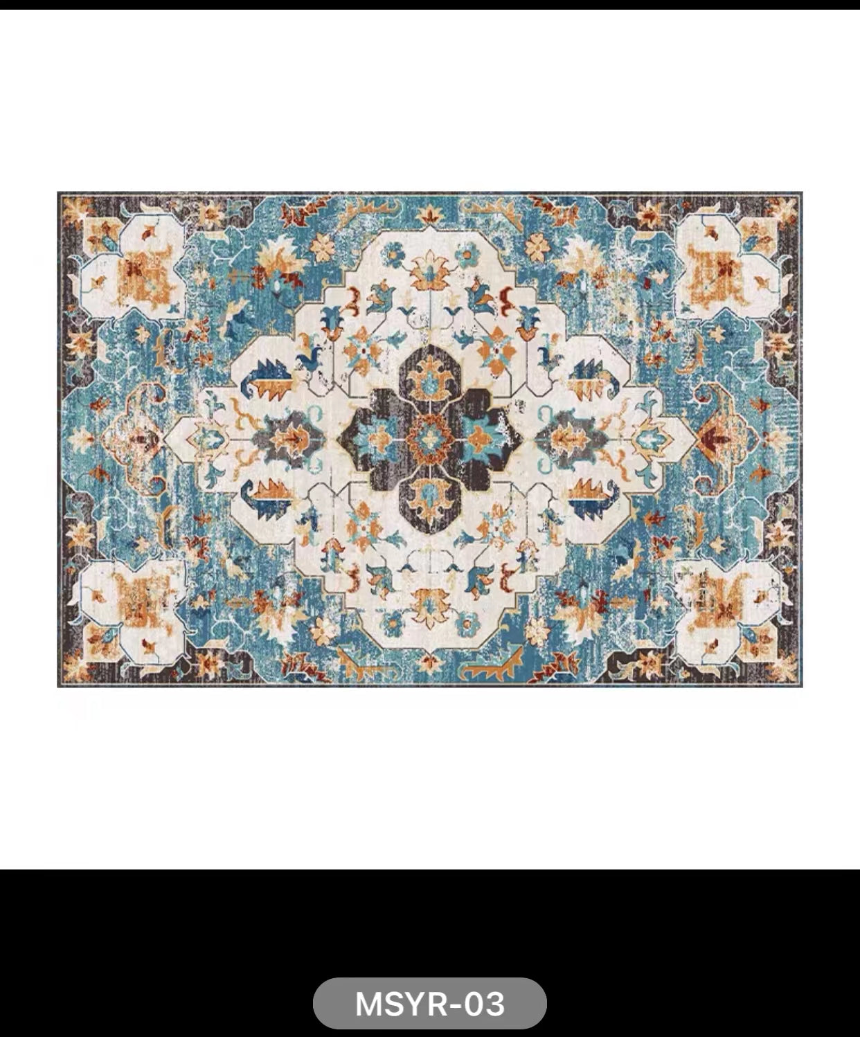 Turkish Oriental Blue Orange Area Rug - 4 Seasons Home Gadgets