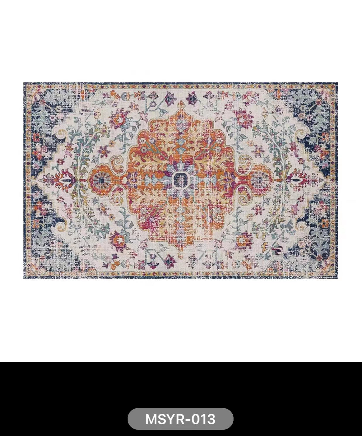 Turkish Oriental Blue Orange Area Rug - 4 Seasons Home Gadgets