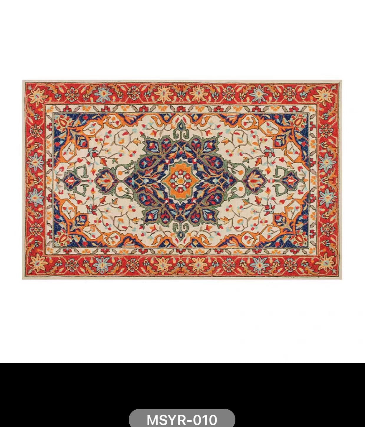 Turkish Oriental Blue Orange Area Rug - 4 Seasons Home Gadgets