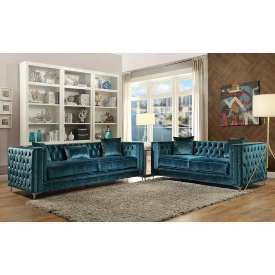 Turquoise Velvet Configurable Living Room Set - 4 Seasons Home Gadgets