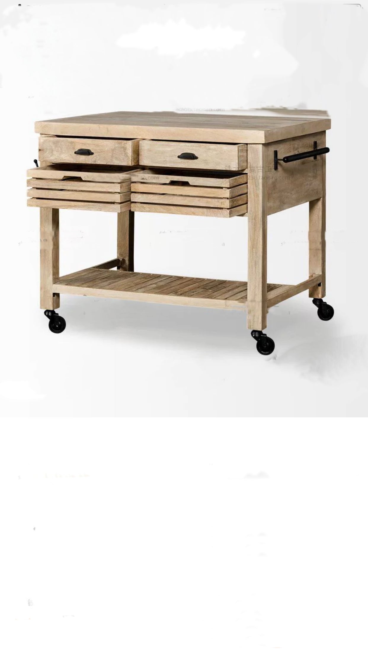 Two Tone Wide Rolling Kitchen Cart - 4 Seasons Home Gadgets