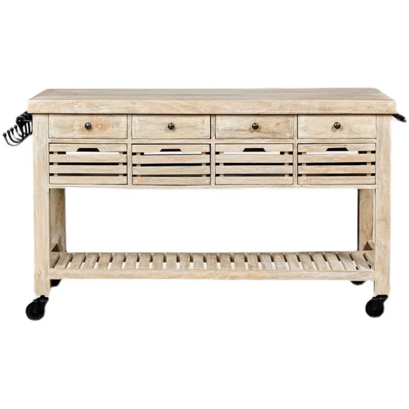 Two Tone Wide Rolling Kitchen Cart - 4 Seasons Home Gadgets