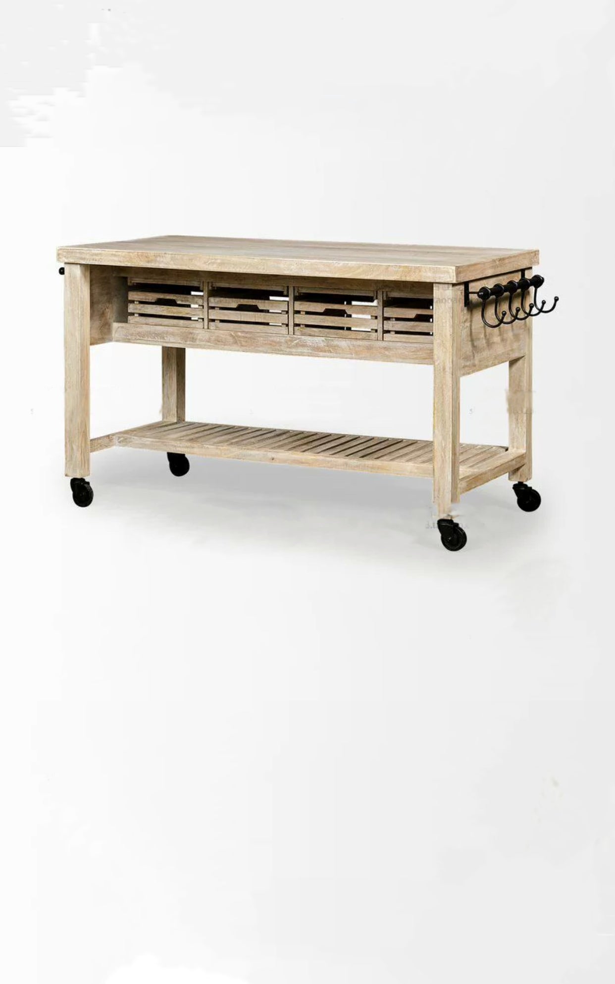 Two Tone Wide Rolling Kitchen Cart - 4 Seasons Home Gadgets