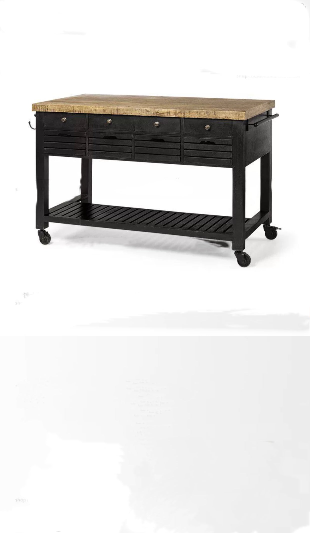 Two Tone Wide Rolling Kitchen Cart - 4 Seasons Home Gadgets