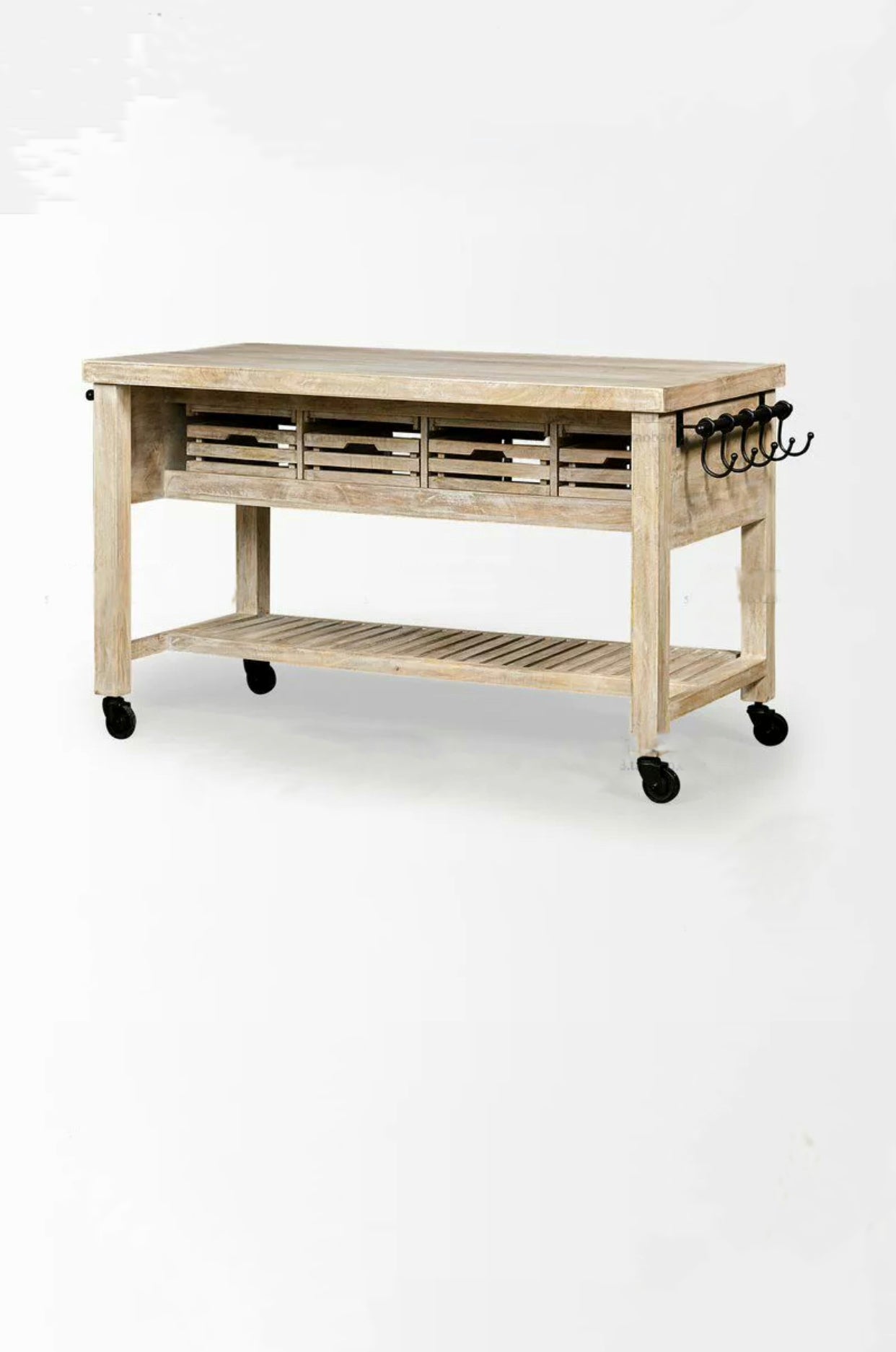 Two Tone Wide Rolling Kitchen Cart - 4 Seasons Home Gadgets