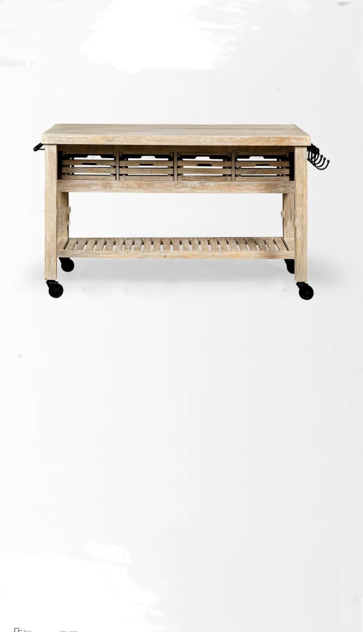 Two Tone Wide Rolling Kitchen Cart - 4 Seasons Home Gadgets