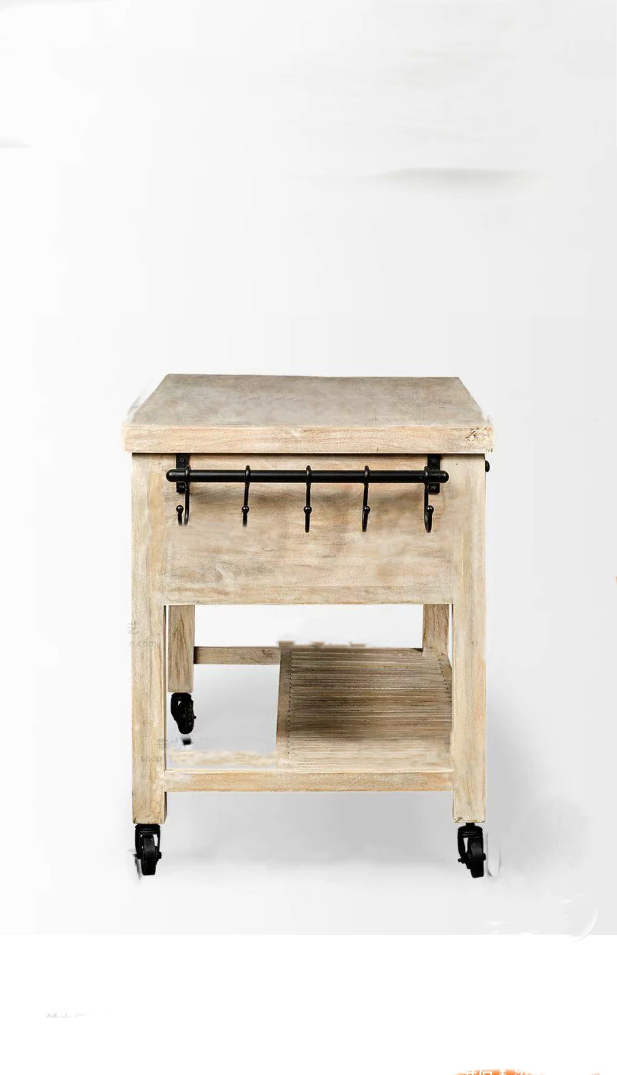 Two Tone Wide Rolling Kitchen Cart - 4 Seasons Home Gadgets