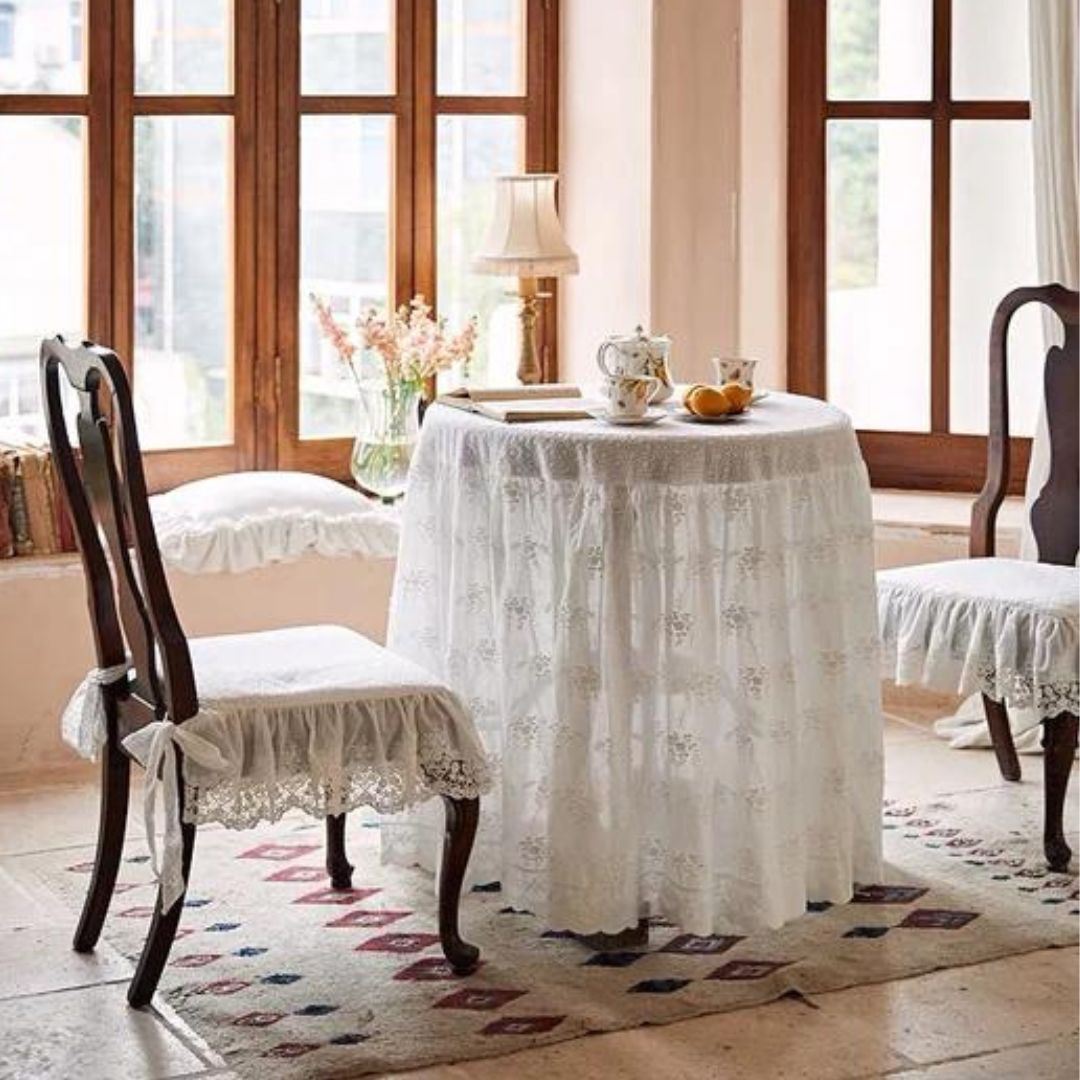 Round White Lace Tablecloth - 4 Seasons Home Gadgets