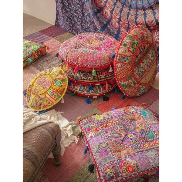 Floral Round Floor Cushion - 4 Seasons Home Gadgets