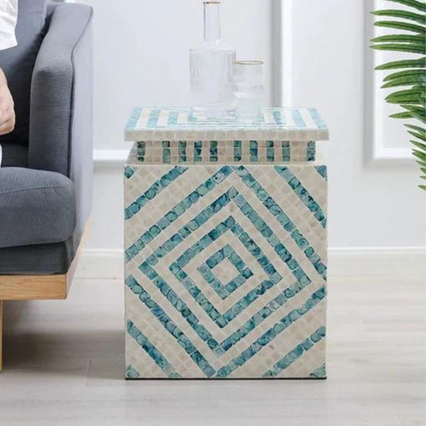 Turquoise Pedestal End Table - 4 Seasons Home Gadgets