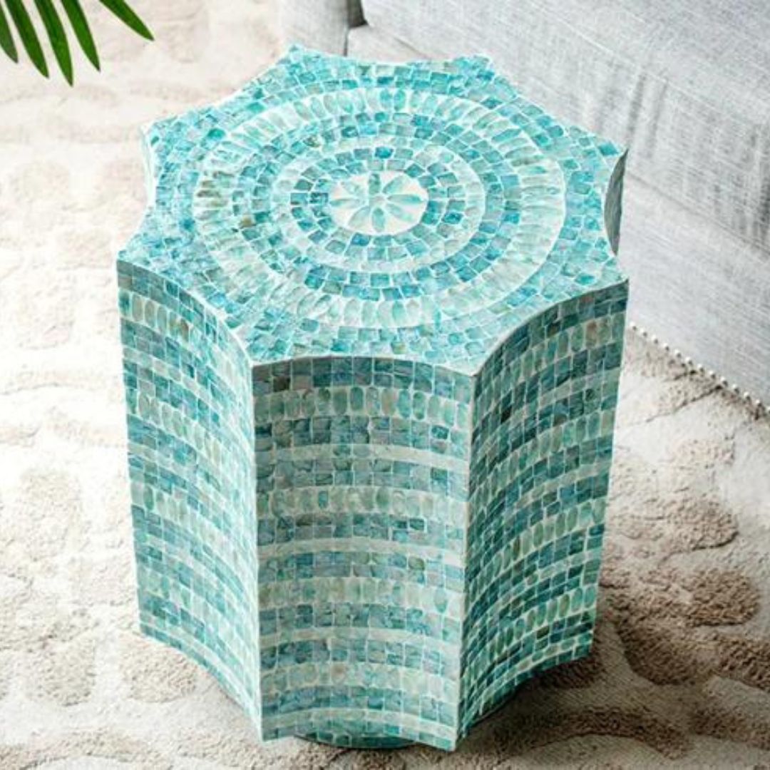 Seashell 50cm Tall Accent Stool - 4 Seasons Home Gadgets