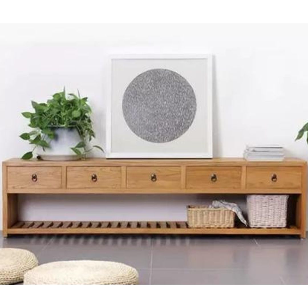 Solid Pine Wood TV Stand - 4 Seasons Home Gadgets