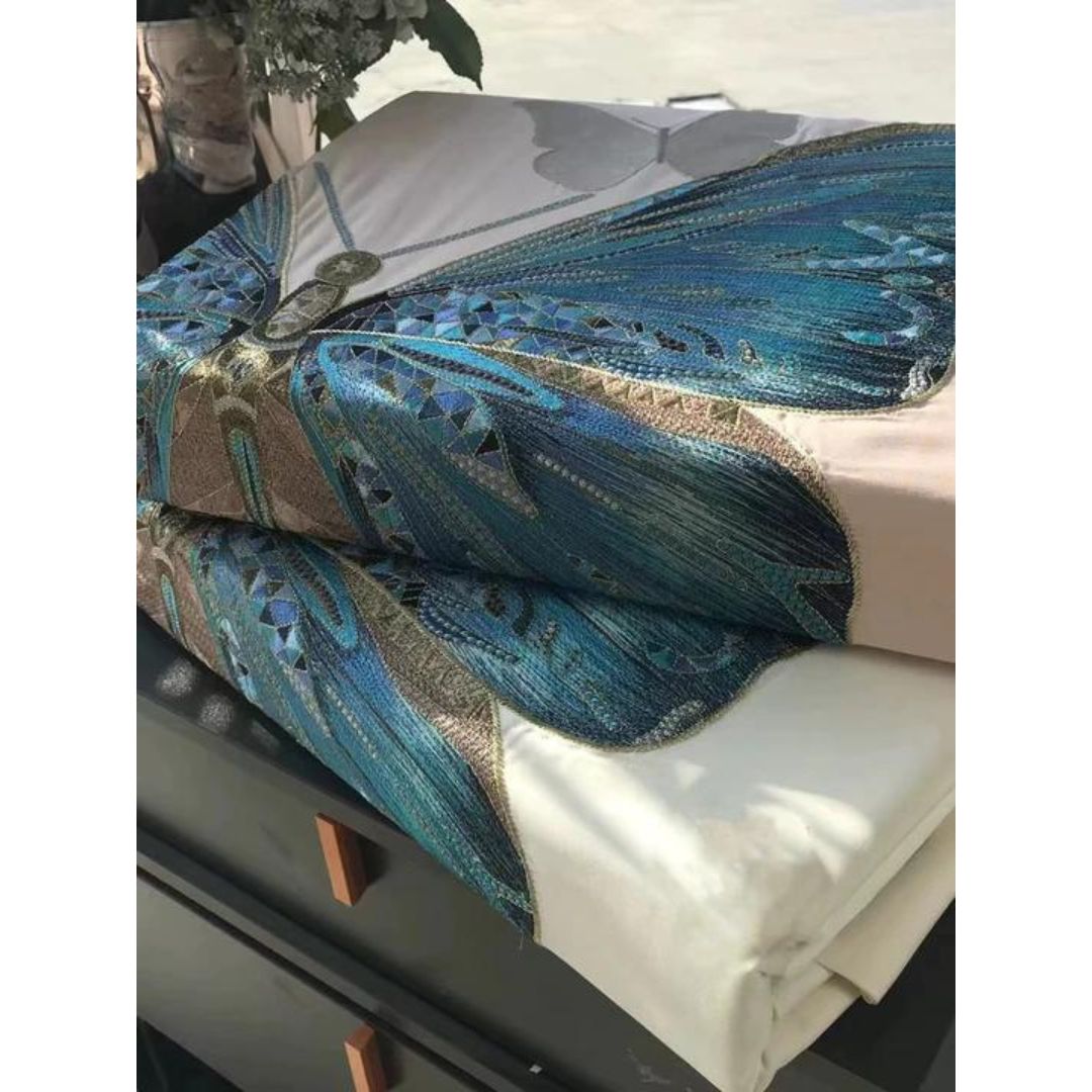 Embroidery Butterfly  Modern & Contemporary Duvet Cover Set - 4 Seasons Home Gadgets