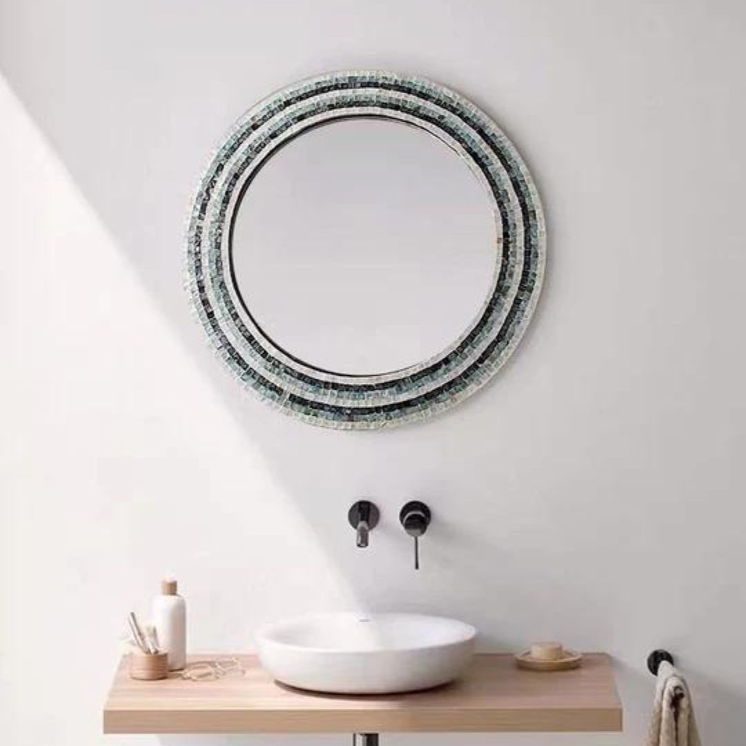 Seashell Tiles Round Wall Mirror - 4 Seasons Home Gadgets