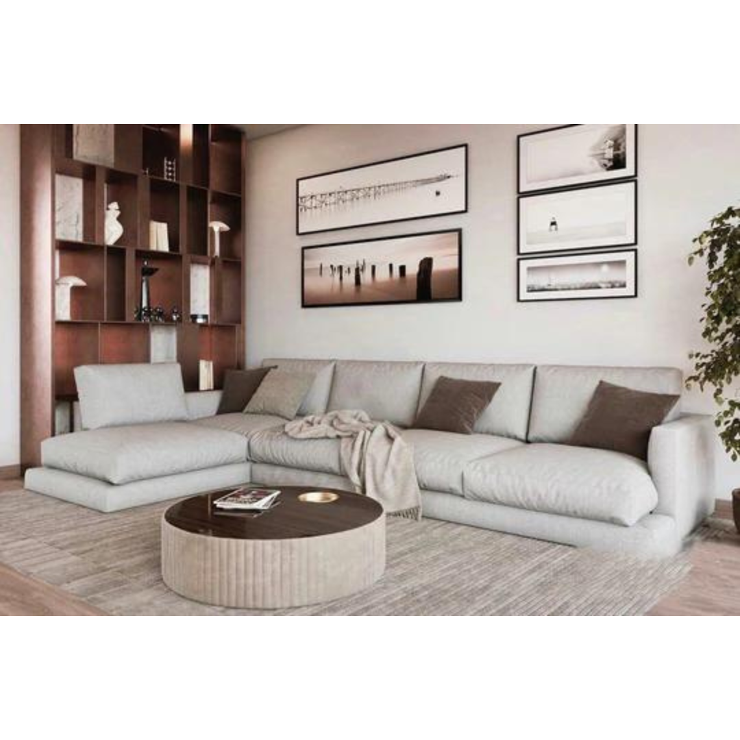 Luxe 2 Piece Upholstered Chaise Sectional Sofa - 4 Seasons Home Gadgets