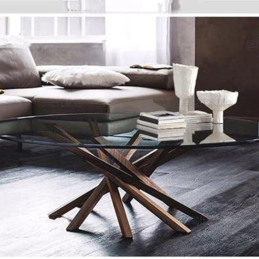 Wooden Walnut Cross Legs Coffee Table - 4 Seasons Home Gadgets