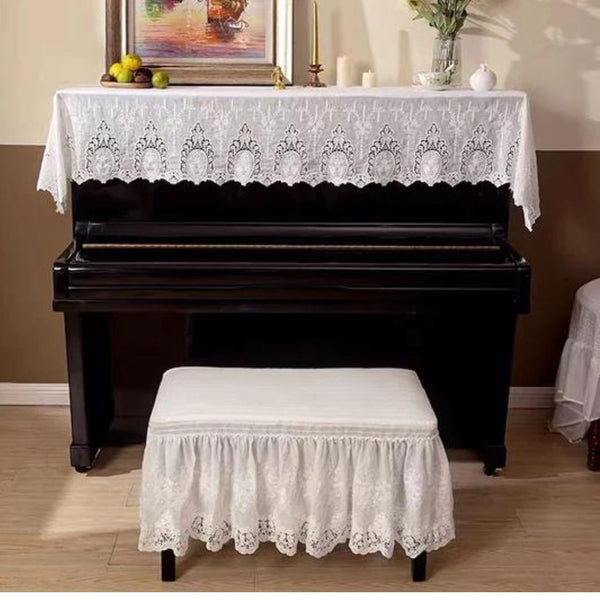 Cotton Lace Piano Dust Cover For Standard Vertical Pianos - 4 Seasons Home Gadgets