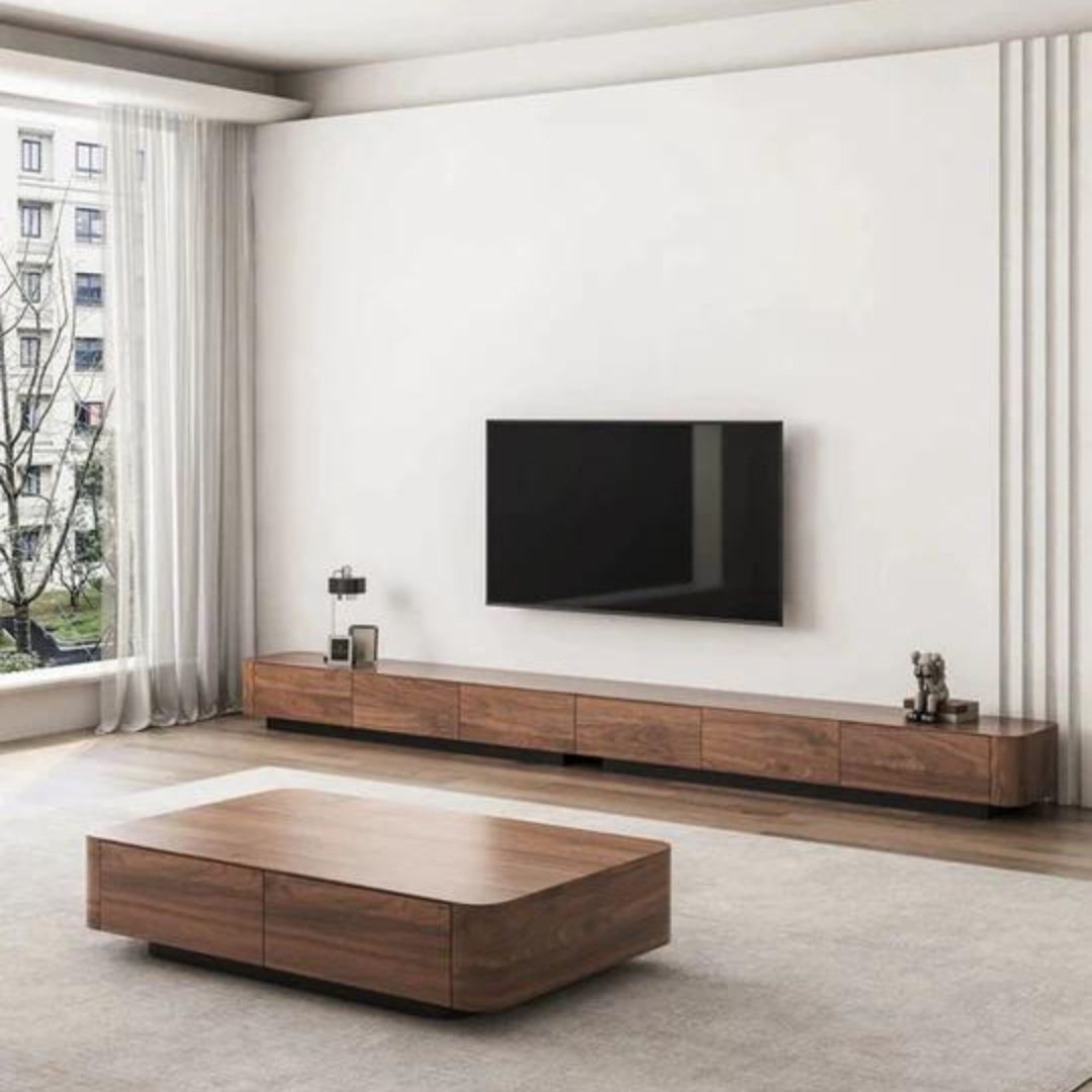 Velan Walnut Wood Coffee Table & TV Console - 4 Seasons Home Gadgets