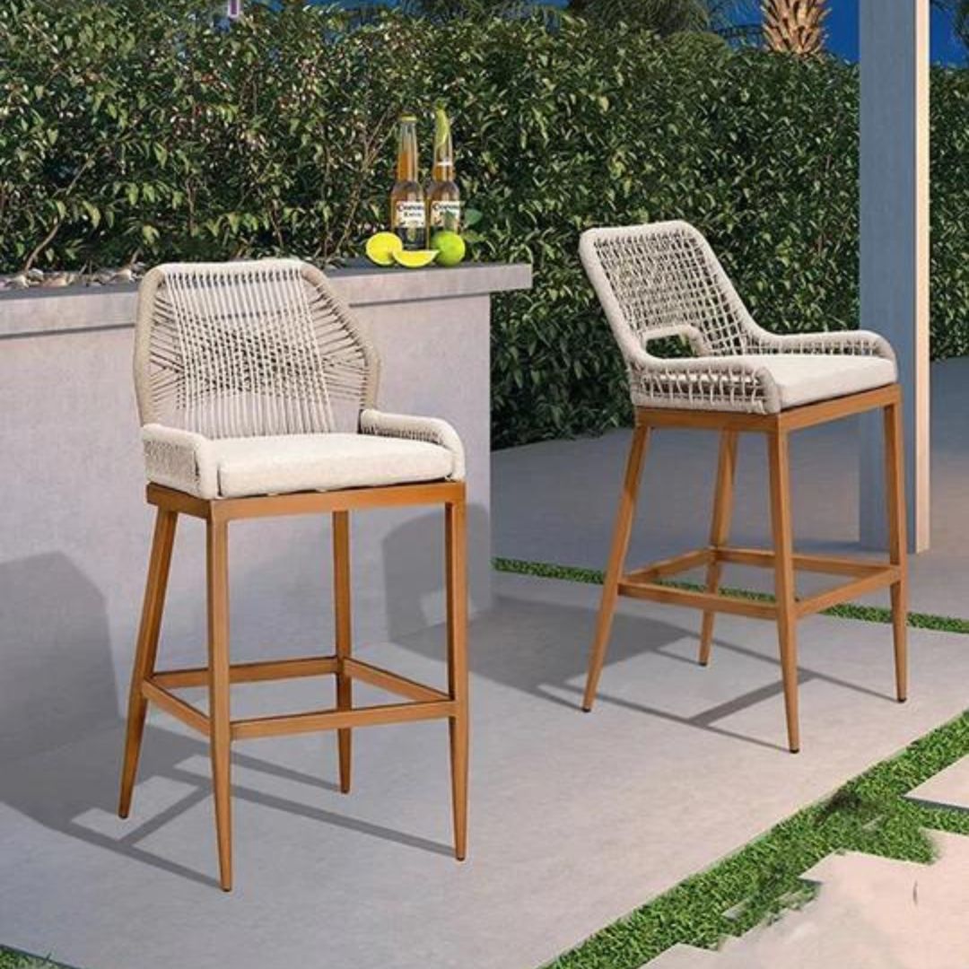 Bess Patio Bar Stool with Cushion - 4 Seasons Home Gadgets