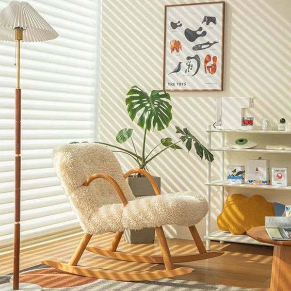 Cherry Wood Woven Rocking Chair - 4 Seasons Home Gadgets