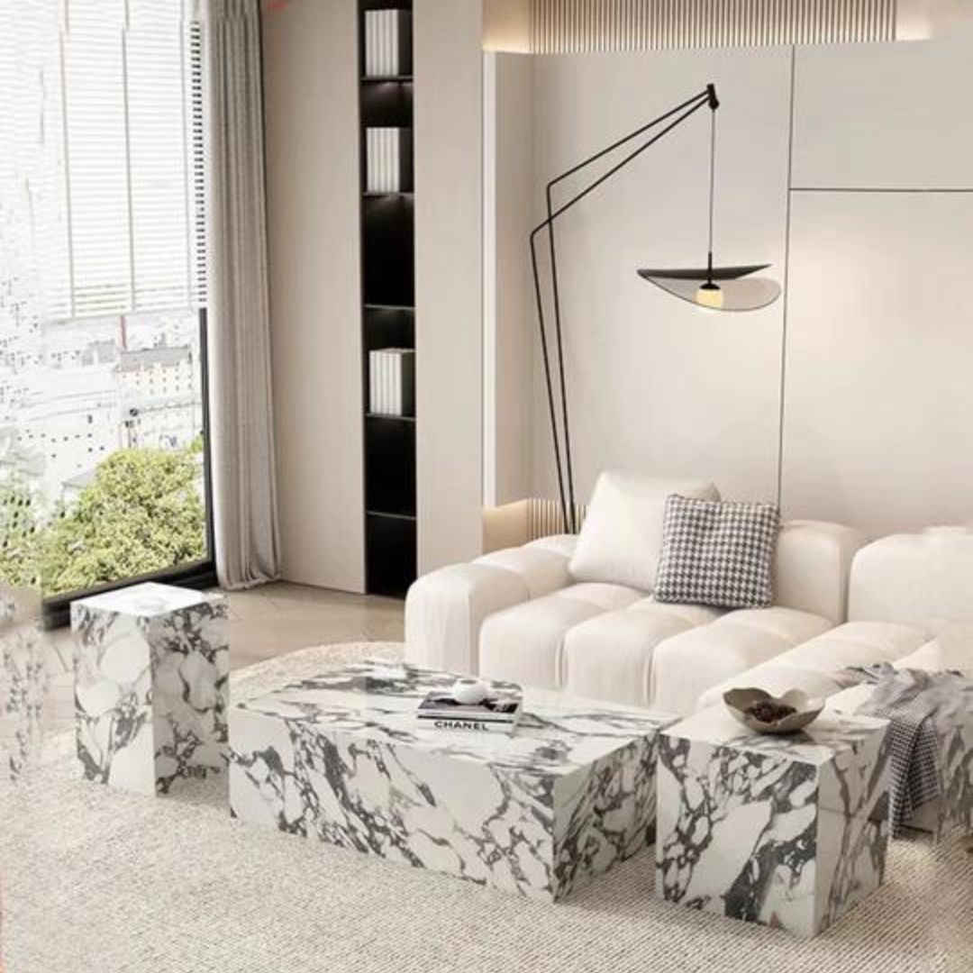 Marble Nesting Coffee Tables Set - 4 Seasons Home Gadgets