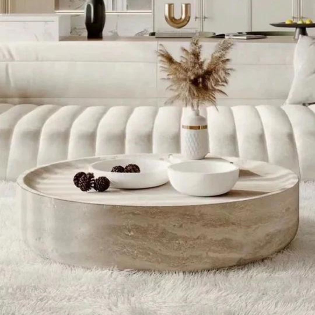 Round Stone Coffee Table - 4 Seasons Home Gadgets