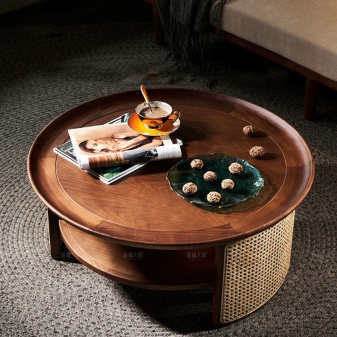 Round Mesh Coffee Table With Storage - 4 Seasons Home Gadgets