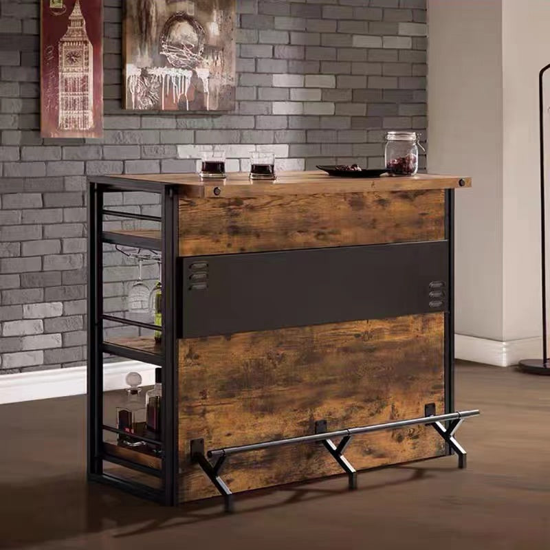 Urban Wooden Bar, Bar with Wine Storage, Home Bar