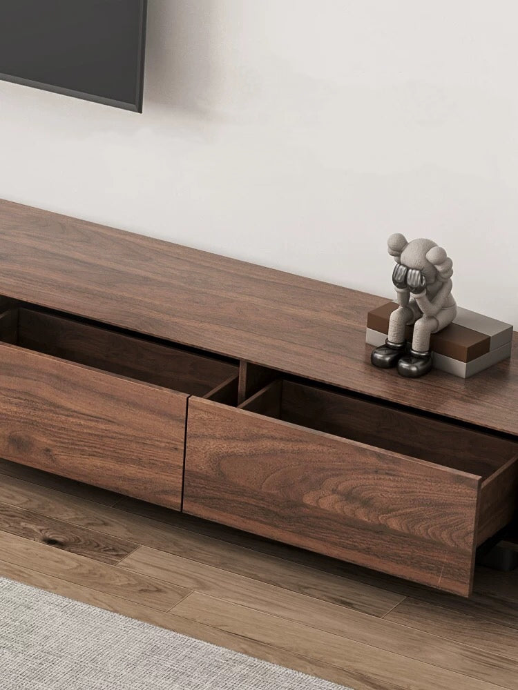 Walnut Wood Media Console - 4 Seasons Home Gadgets