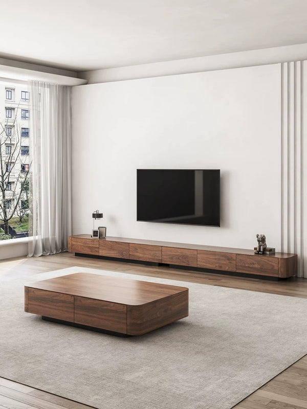 Walnut Wood Media Console - 4 Seasons Home Gadgets