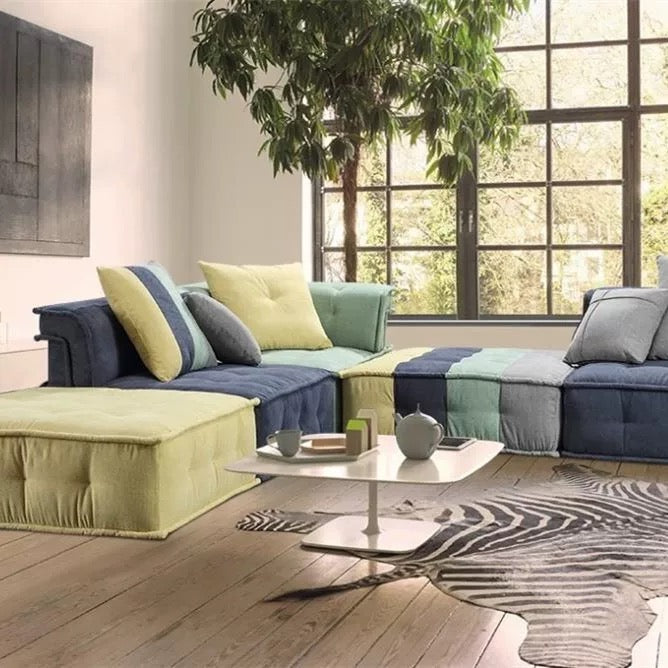 Velvet 5 Piece Upholstered Sectional Sofa Set - 4 Seasons Home Gadgets