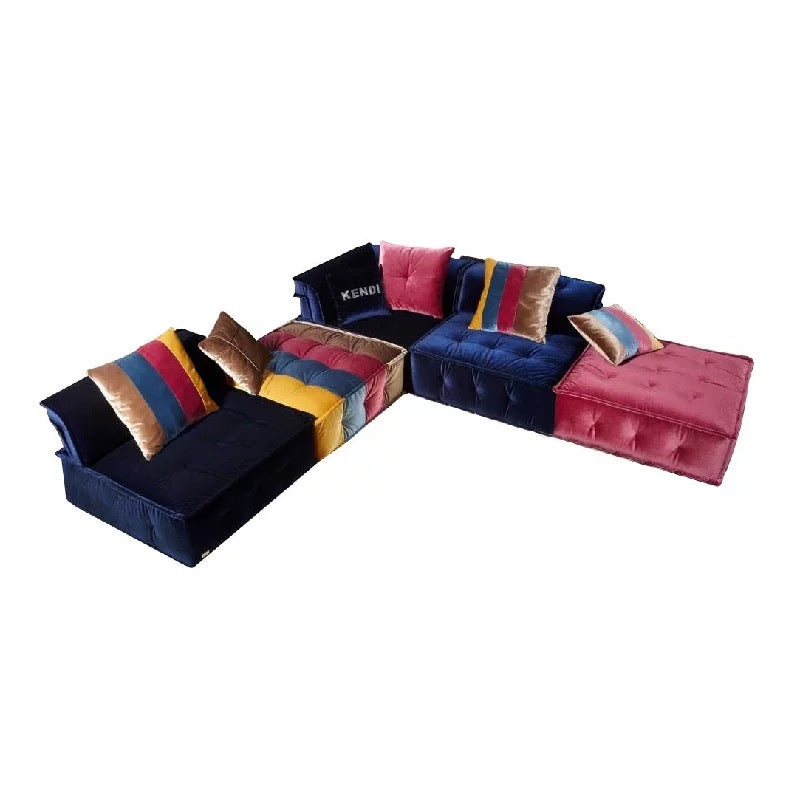 Velvet 5 Piece Upholstered Sectional Sofa Set - 4 Seasons Home Gadgets