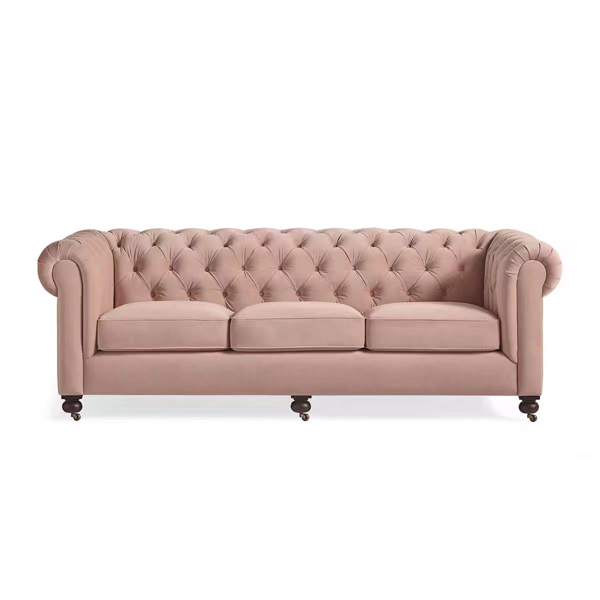 Velvet Rolled Arm Chesterfield Sofa - 4 Seasons Home Gadgets