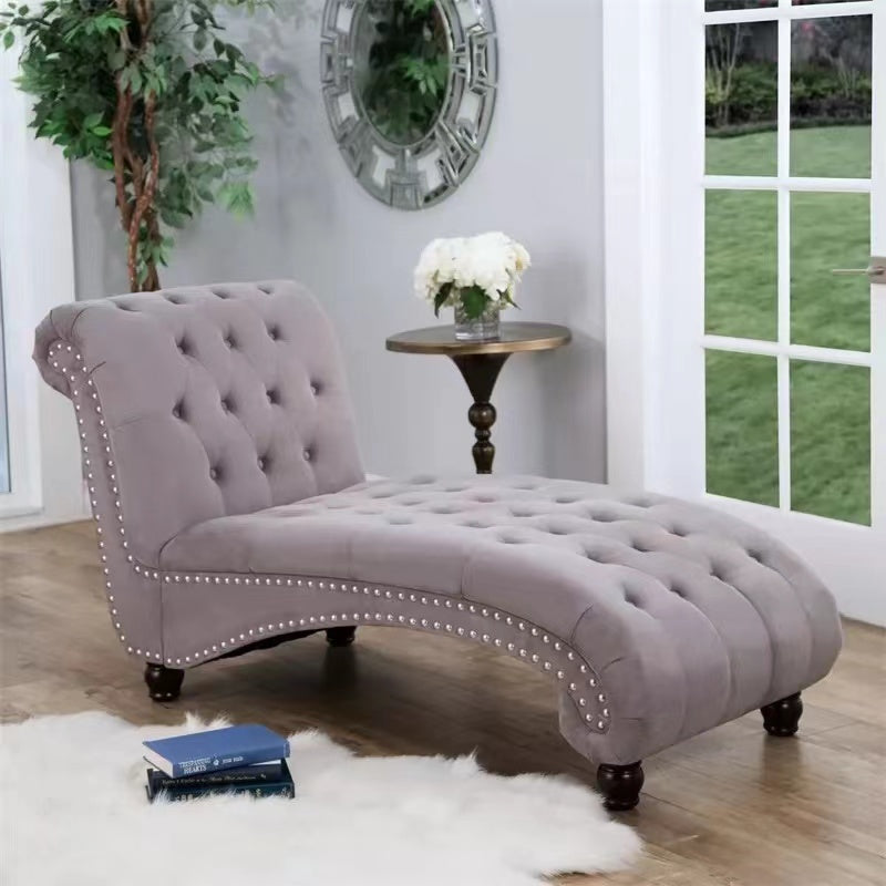 Velvet Tufted Armless Chaise Lounge - 4 Seasons Home Gadgets