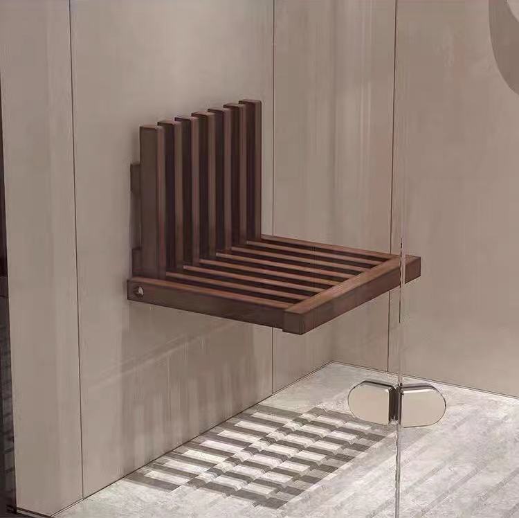 Wall Mounted Teak Shower Chair - 4 Seasons Home Gadgets