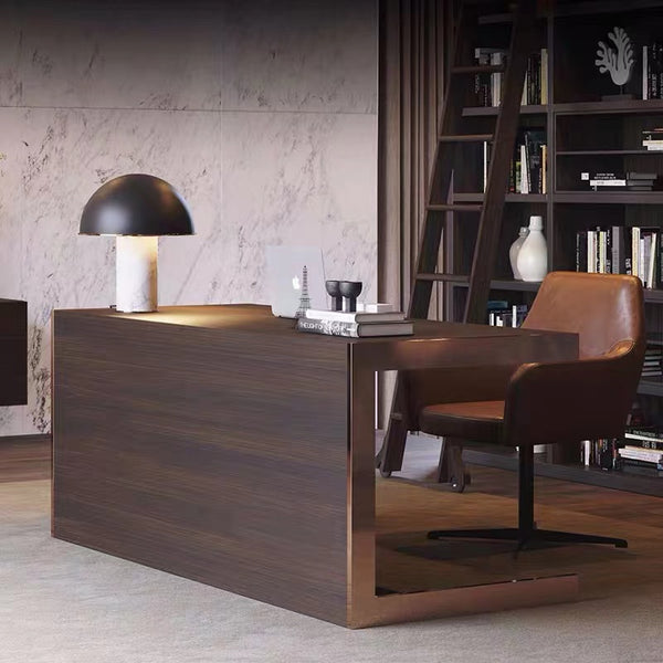 Walnut C Shape Executive Desk - 4 Seasons Home Gadgets