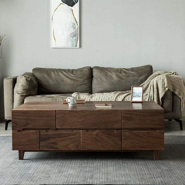 Walnut Coffee Table with  Drawer Storage - 4 Seasons Home Gadgets