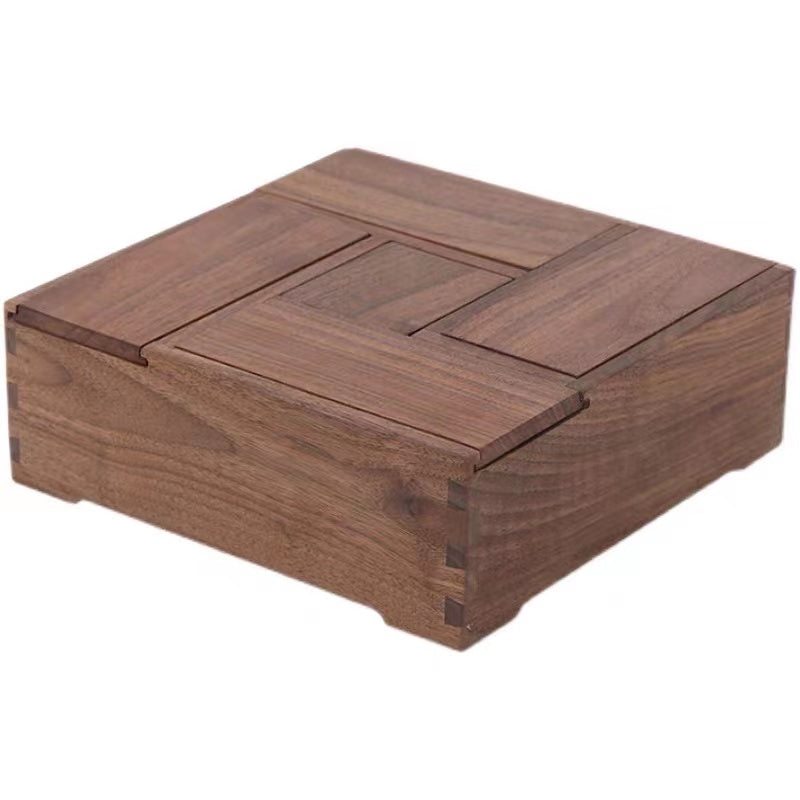 Walnut Divided Serving Tray Box With Lid - 4 Seasons Home Gadgets