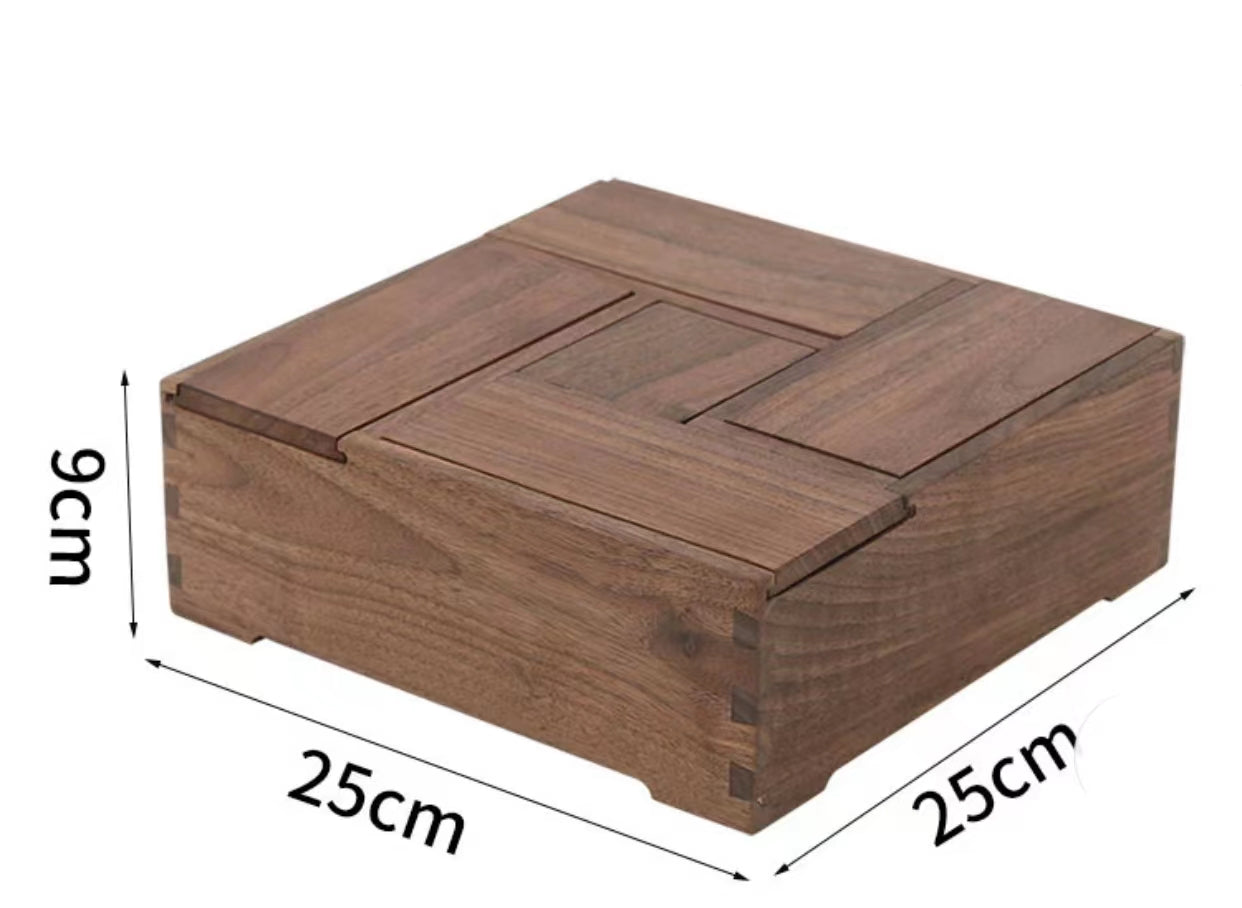 Walnut Divided Serving Tray Box With Lid - 4 Seasons Home Gadgets