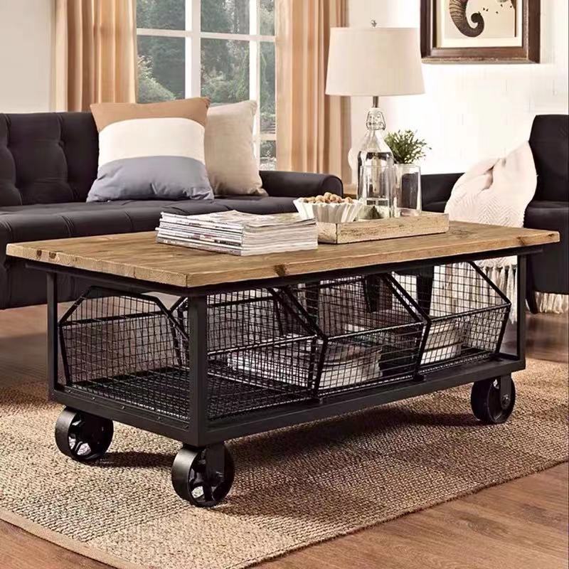 Wheel Coffee Table with Storage - 4 Seasons Home Gadgets