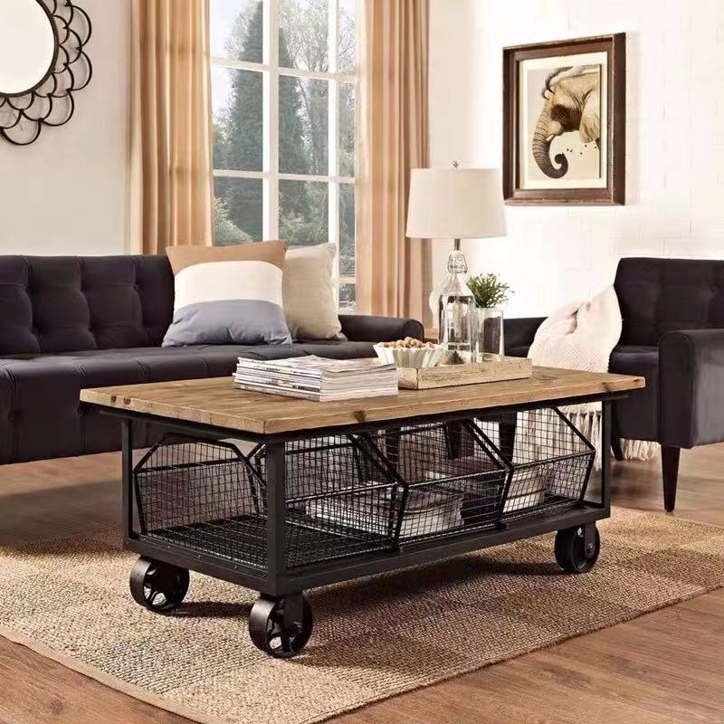 Wheel Coffee Table with Storage - 4 Seasons Home Gadgets